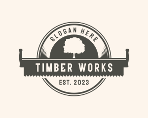 Lumberjack Logging Saw logo design