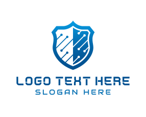 Blue - Circuit Technology Shield logo design
