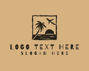 Island - Beach Travel Airplane Destination logo design