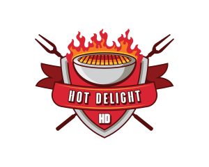 Shield Flame Grill logo design