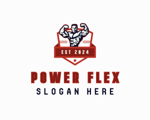 Strong Bodybuilder Man logo design