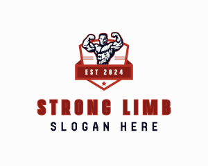 Strong Bodybuilder Man logo design