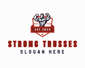 Strong Bodybuilder Man logo design