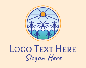 Vacation - Palm Trees Sun logo design