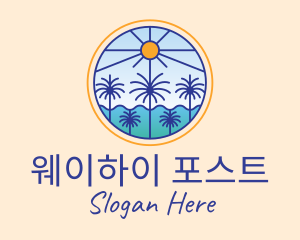  Palm Trees Sun logo design