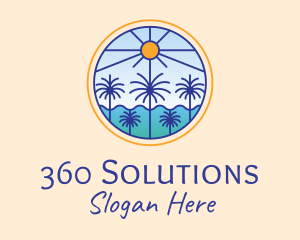  Palm Trees Sun logo design