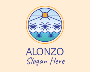  Palm Trees Sun logo design