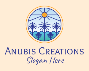  Palm Trees Sun logo design