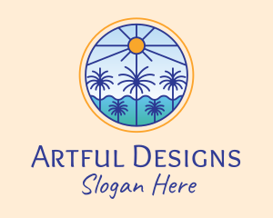  Palm Trees Sun logo design