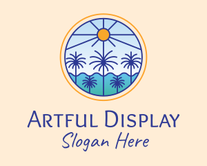  Palm Trees Sun logo design