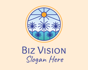  Palm Trees Sun logo design