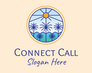  Palm Trees Sun logo design