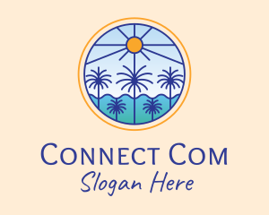  Palm Trees Sun logo design