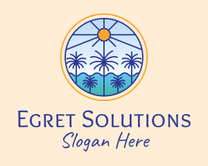  Palm Trees Sun logo design