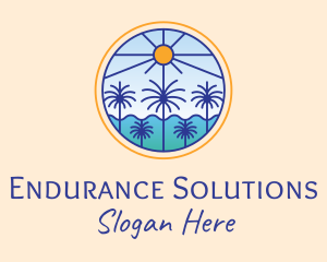  Palm Trees Sun logo design