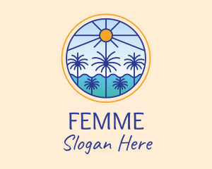  Palm Trees Sun logo design