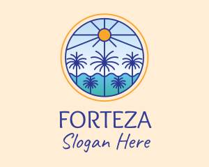  Palm Trees Sun logo design