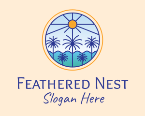  Palm Trees Sun logo design