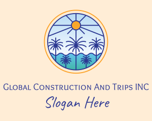  Palm Trees Sun logo design