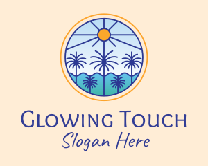  Palm Trees Sun logo design