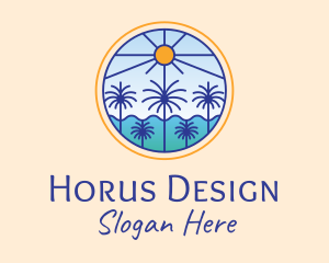  Palm Trees Sun logo design