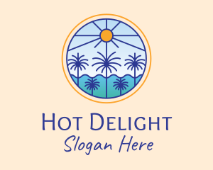  Palm Trees Sun logo design