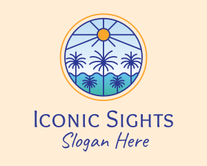  Palm Trees Sun logo design