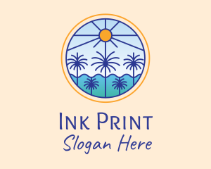  Palm Trees Sun logo design