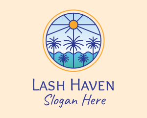  Palm Trees Sun logo design