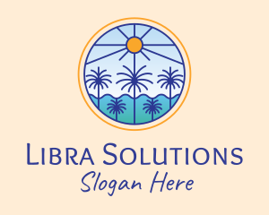  Palm Trees Sun logo design