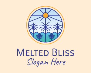  Palm Trees Sun logo design