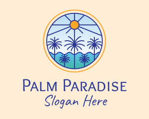  Palm Trees Sun logo design