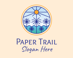  Palm Trees Sun logo design