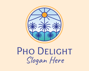  Palm Trees Sun logo design