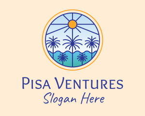  Palm Trees Sun logo design