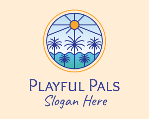  Palm Trees Sun logo design