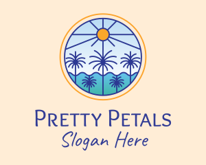  Palm Trees Sun logo design