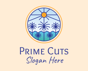  Palm Trees Sun logo design