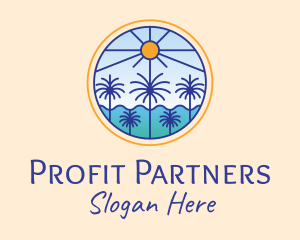  Palm Trees Sun logo design