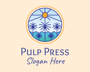  Palm Trees Sun logo design