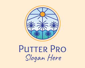  Palm Trees Sun logo design