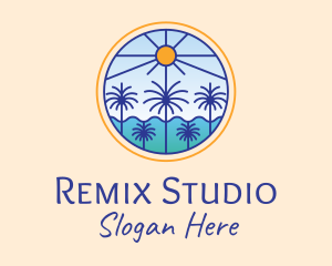  Palm Trees Sun logo design