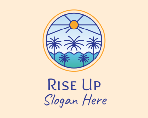  Palm Trees Sun logo design