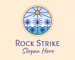  Palm Trees Sun logo design