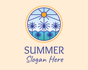  Palm Trees Sun logo design