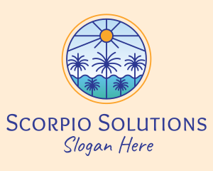  Palm Trees Sun logo design