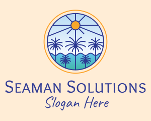  Palm Trees Sun logo design