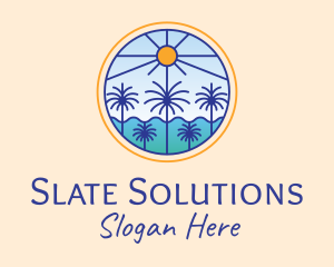  Palm Trees Sun logo design