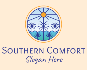  Palm Trees Sun logo design