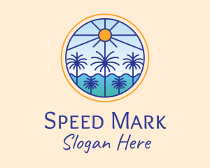  Palm Trees Sun logo design